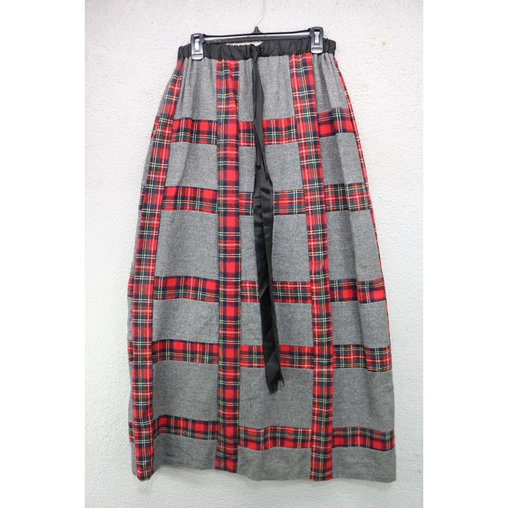 Vtg. Mr. Hank 100% Wool Plaid Drawstring Maxi Skirt-Medium-Preppy-Winter-Y2K